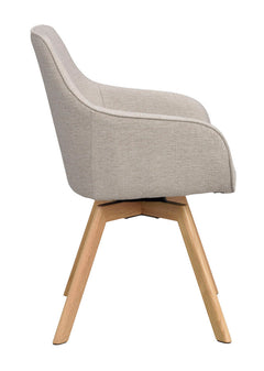 Alison karmstol beige tyg/ekben snurr 2-pack