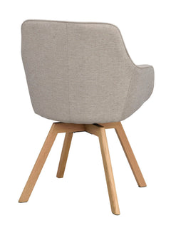 Alison karmstol beige tyg/ekben snurr 2-pack