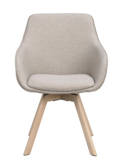 Alison karmstol beige tyg/vitpigmenterade ekben snurr 2-pack