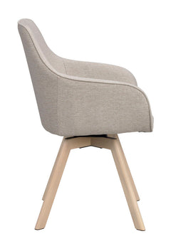 Alison karmstol beige tyg/vitpigmenterade ekben snurr 2-pack