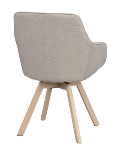 Alison karmstol beige tyg/vitpigmenterade ekben snurr 2-pack