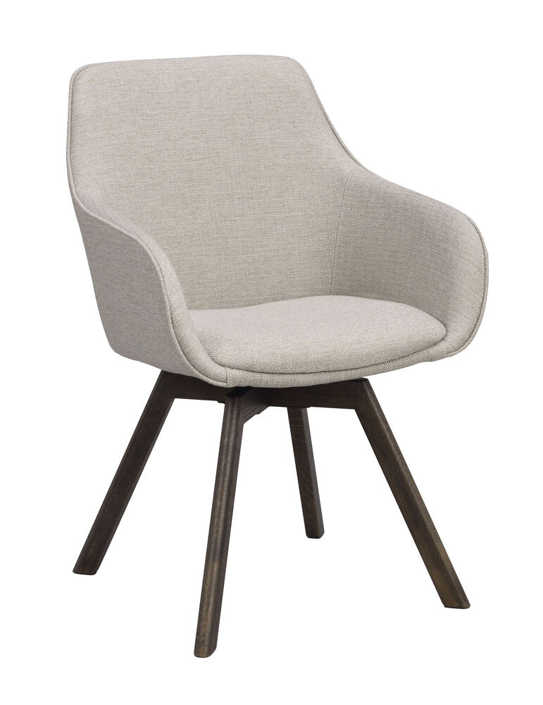 Alison karmstol beige tyg/bruna ekben snurr 2-pack