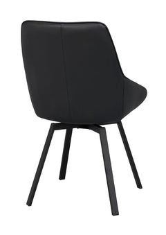Alison stol svart läder/svarta metallben snurr 2-pack