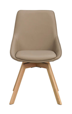 Alison stol beige läder/ekben snurr 2-pack