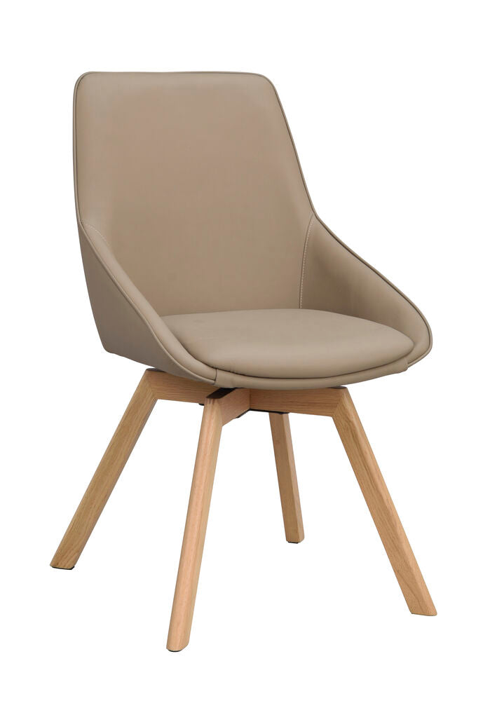 Alison stol beige läder/ekben snurr 2-pack