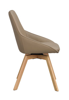 Alison stol beige läder/ekben snurr 2-pack