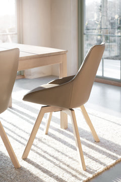 Alison stol beige läder/vitpigmenterade ekben snurr 2-pack