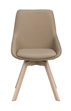 Alison stol beige läder/vitpigmenterade ekben snurr 2-pack