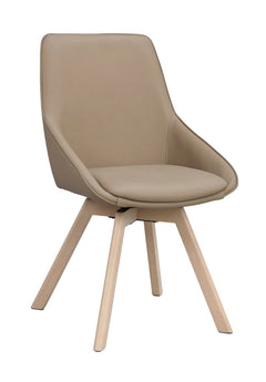 Alison stol beige läder/vitpigmenterade ekben snurr 2-pack