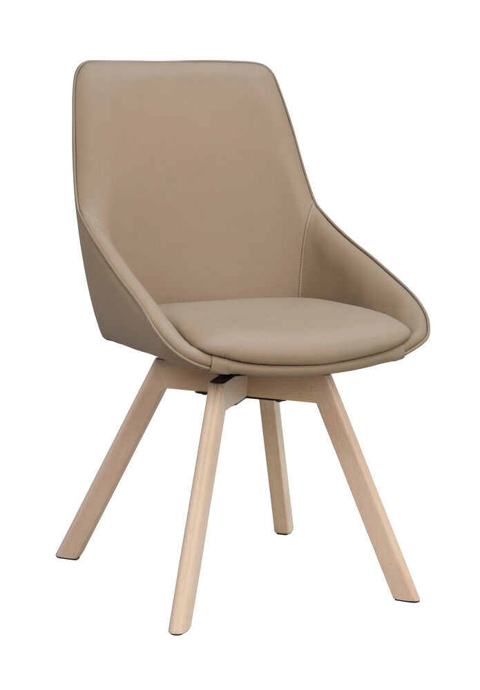 Alison stol beige läder/vitpigmenterade ekben snurr 2-pack