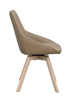 Alison stol beige läder/vitpigmenterade ekben snurr 2-pack