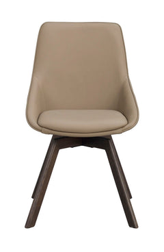 Alison stol beige läder/bruna ekben snurr 2-pack
