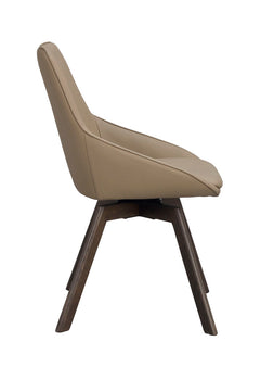 Alison stol beige läder/bruna ekben snurr 2-pack