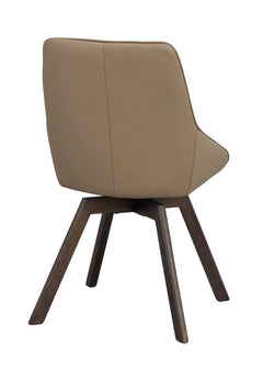 Alison stol beige läder/bruna ekben snurr 2-pack