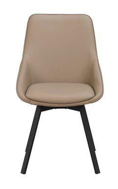 Alison stol beige läder/svarta metallben snurr 2-pack