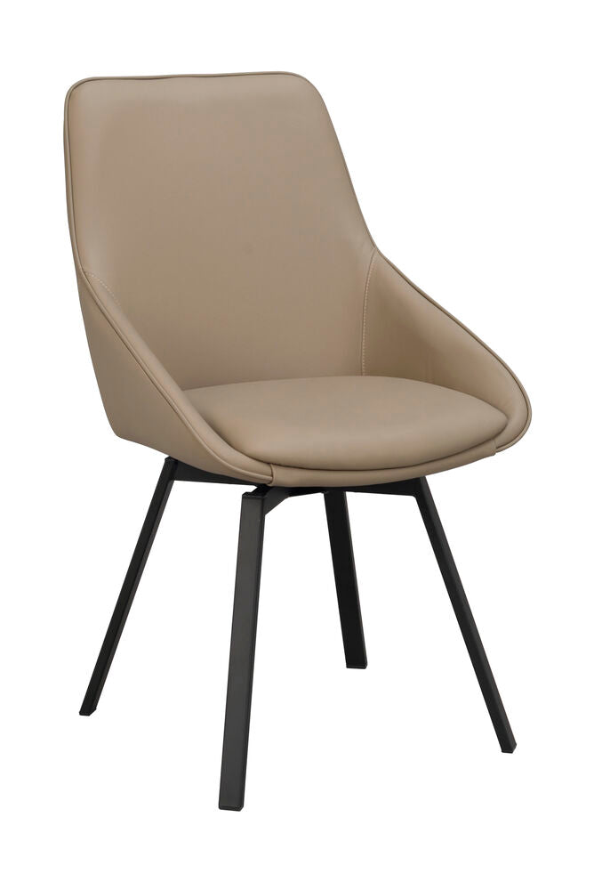 Alison stol beige läder/svarta metallben snurr 2-pack