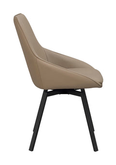 Alison stol beige läder/svarta metallben snurr 2-pack