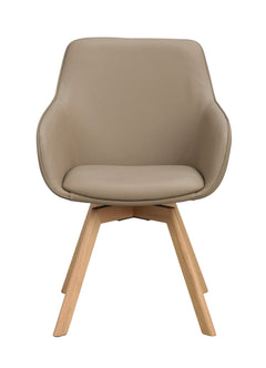 Alison karmstol beige läder/ekben snurr 2-pack
