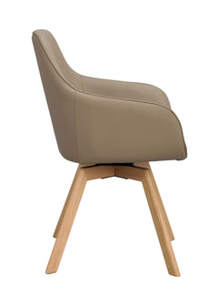 Alison karmstol beige läder/ekben snurr 2-pack
