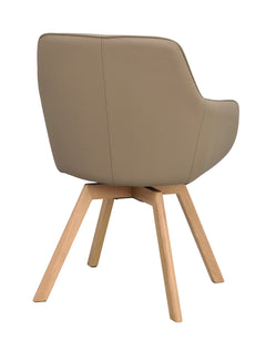 Alison karmstol beige läder/ekben snurr 2-pack