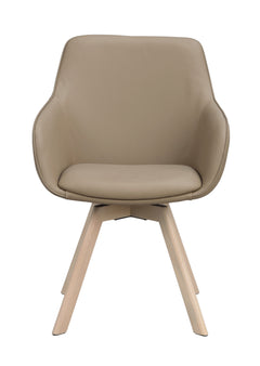 Alison karmstol beige läder/vitpigmenterade ekben snurr 2-pack
