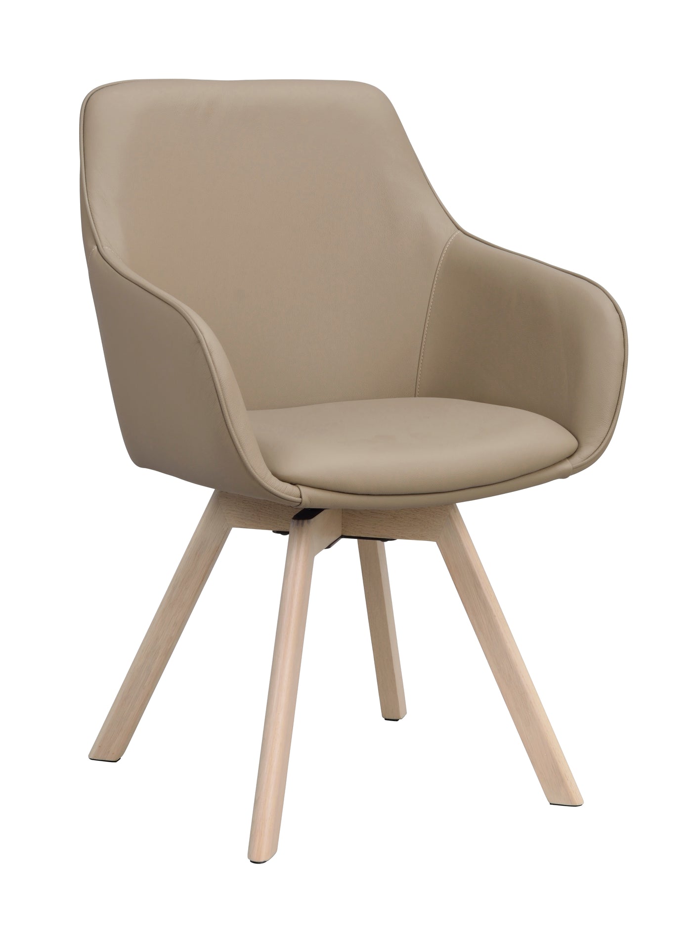 Alison karmstol beige läder/vitpigmenterade ekben snurr 2-pack