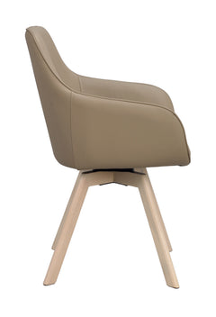 Alison karmstol beige läder/vitpigmenterade ekben snurr 2-pack