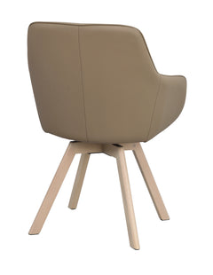 Alison karmstol beige läder/vitpigmenterade ekben snurr 2-pack