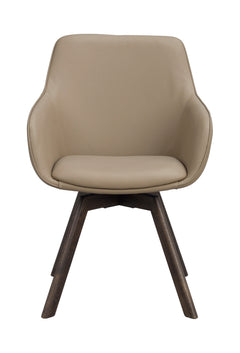 Alison karmstol beige läder/bruna ekben snurr 2-pack