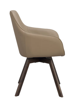Alison karmstol beige läder/bruna ekben snurr 2-pack