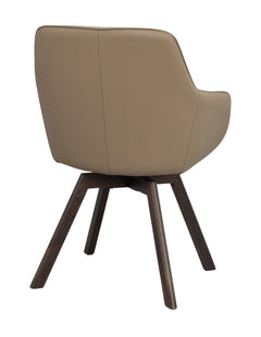 Alison karmstol beige läder/bruna ekben snurr 2-pack
