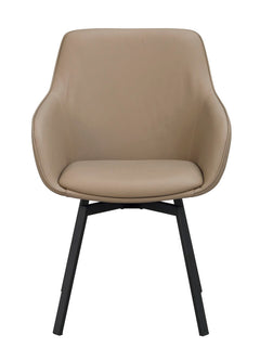Alison karmstol beige läder/svarta metallben snurr 2-pack