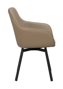 Alison karmstol beige läder/svarta metallben snurr 2-pack
