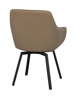 Alison karmstol beige läder/svarta metallben snurr 2-pack