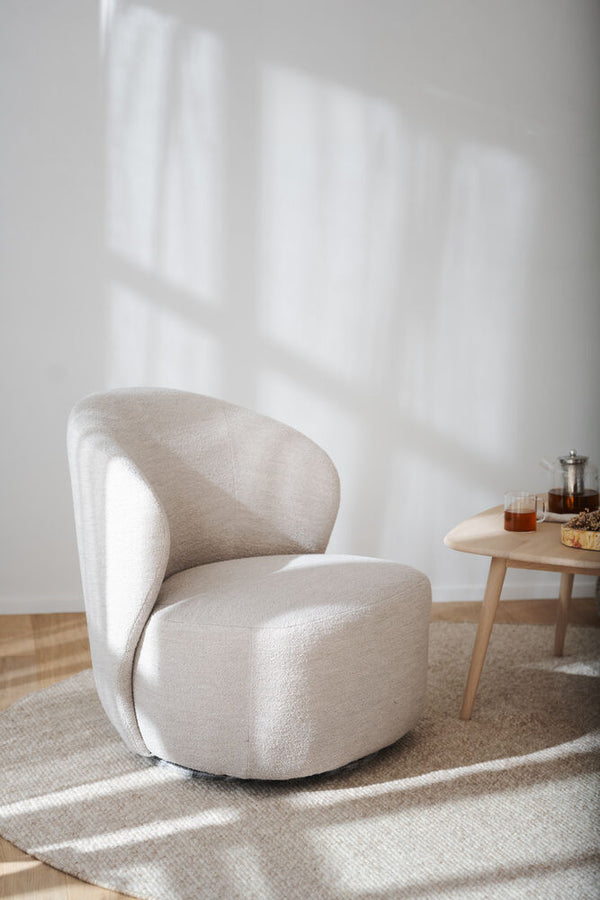 Roselawn fåtölj ljusbeige tyg snurr