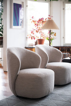 Roselawn fåtölj ljusbeige tyg snurr