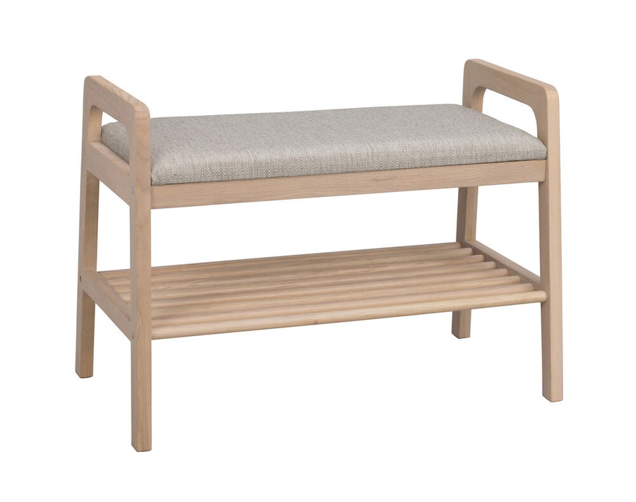 Inverness bänk 75 vitpigmenterad ek/beige tyg