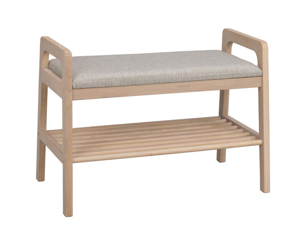 Inverness bänk 75 vitpigmenterad ek/beige tyg