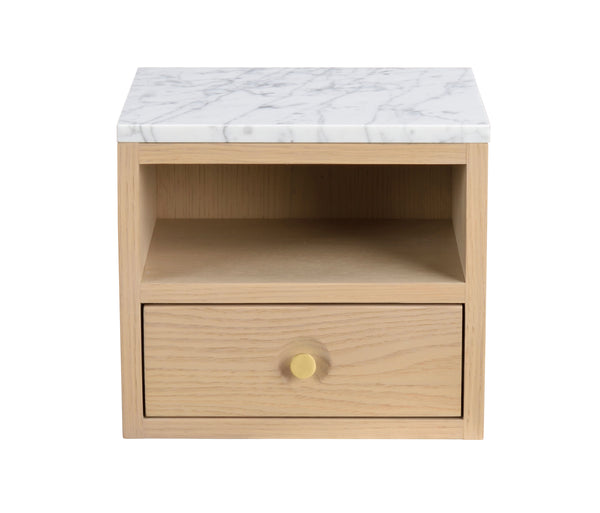 Whitmore sängbord vitpigmenterad ek/marmor