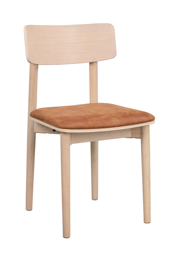 Wolcott stol vitpigmenterad ek/brunt tyg 2-pack