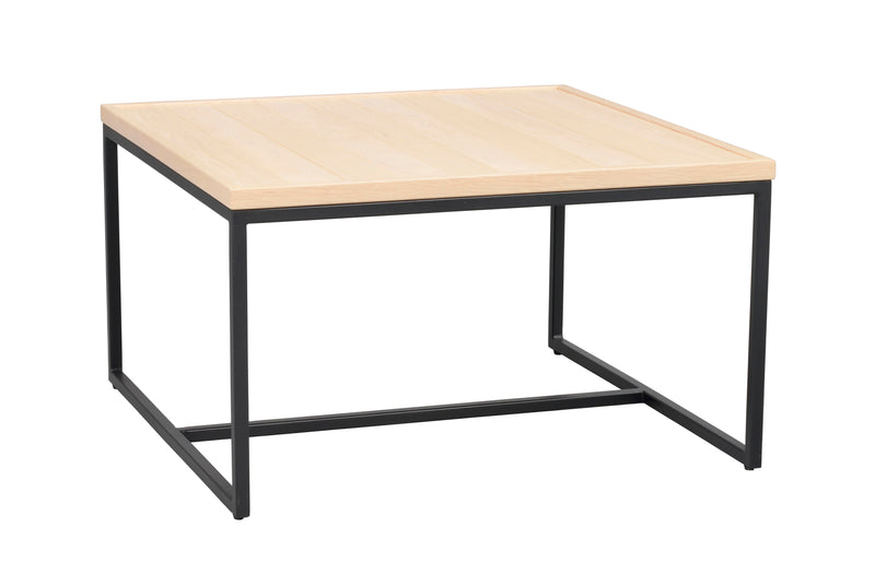 Deerfield soffbord 70x70cm vitpigmenterad ek/svart metall