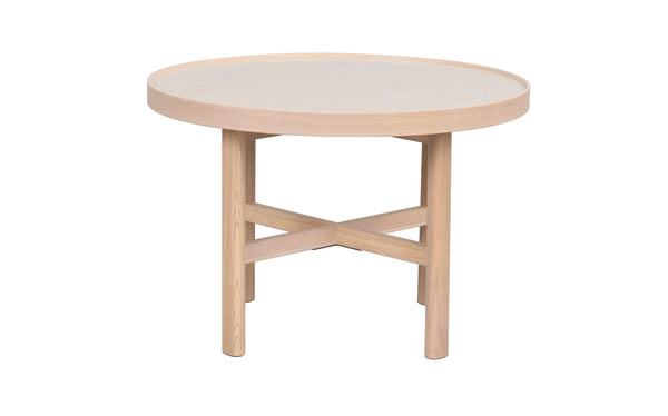 Marsden soffbord runt 60 beige keramik/vitpigmenterad ek