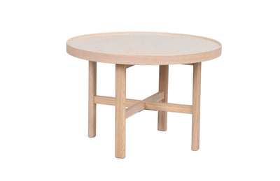 Marsden soffbord runt 60 beige keramik/vitpigmenterad ek