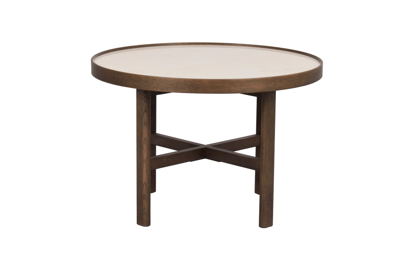 Marsden soffbord runt 60 beige keramik/brun ek