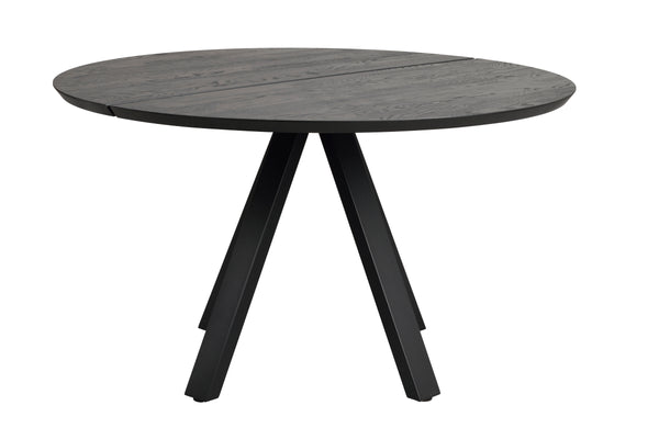 Carradale matbord Ø130 svart/V-ben svart metall