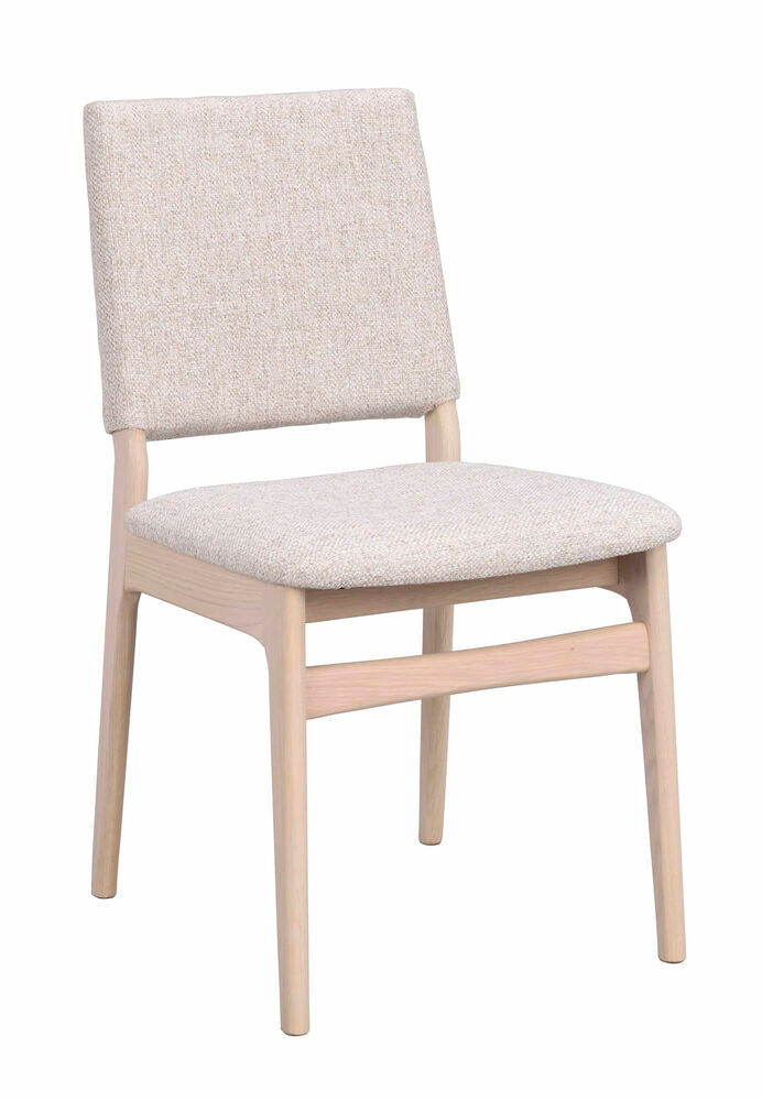 Medford stol vitpigmenterad ek/ljusbeige tyg 2-pack