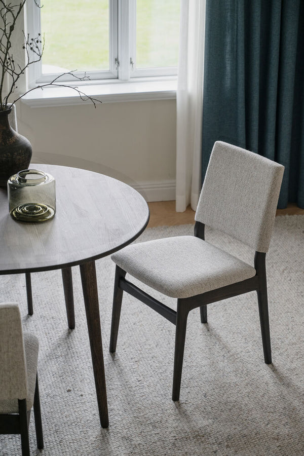 Medford stol brun ek/ljusbeige tyg 2-pack