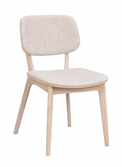 Barrett stol vitpigmenterad ek/ljusbeige tyg 2-pack