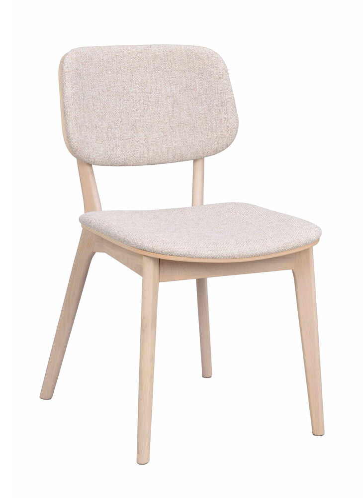 Barrett stol vitpigmenterad ek/ljusbeige tyg 2-pack