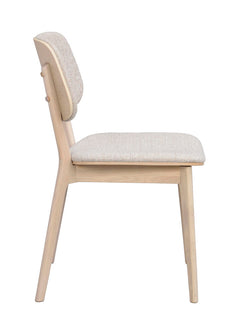 Barrett stol vitpigmenterad ek/ljusbeige tyg 2-pack